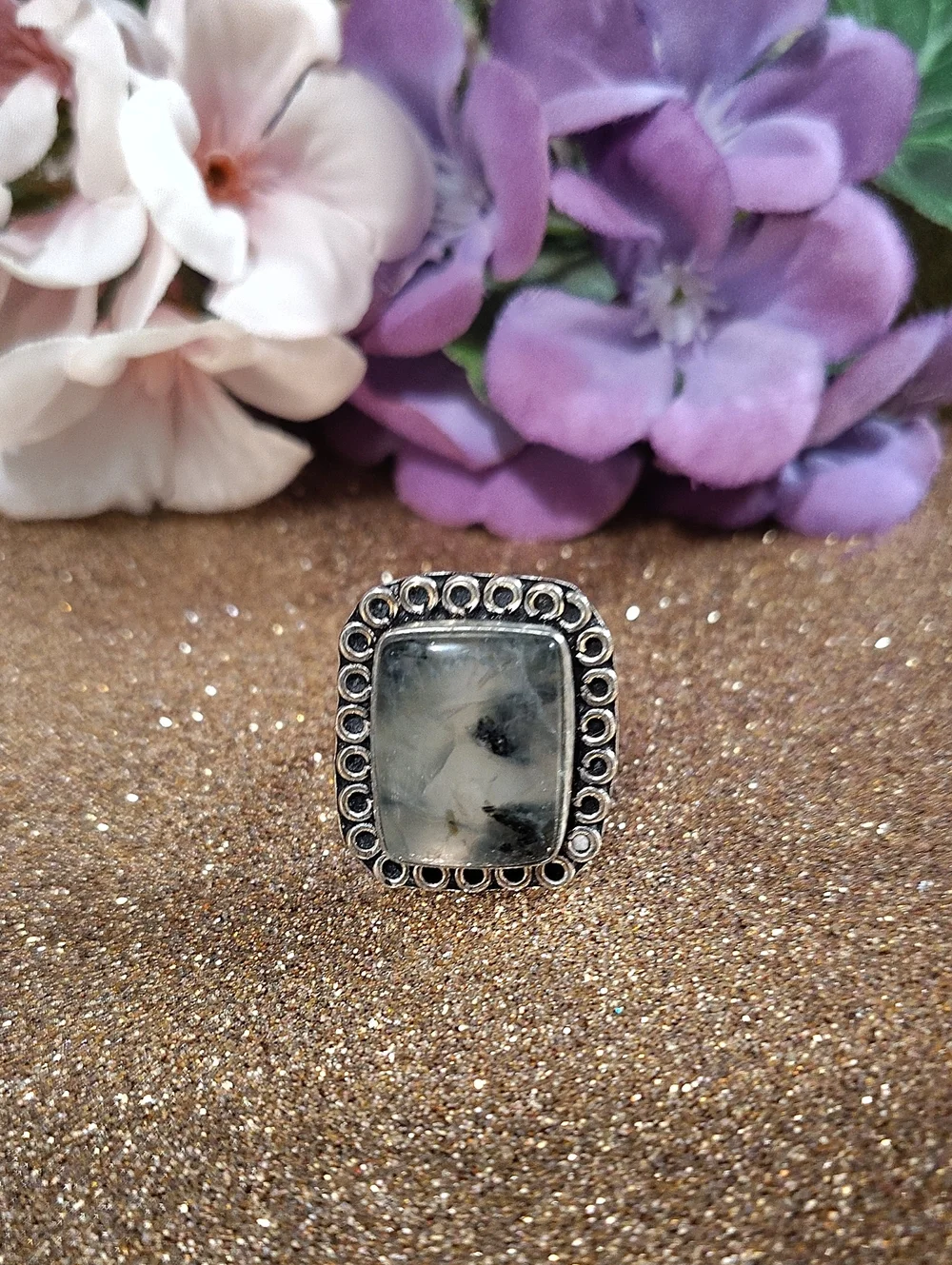 Prehnite Gemstone 925 Silver Ring - Size 7 1/4